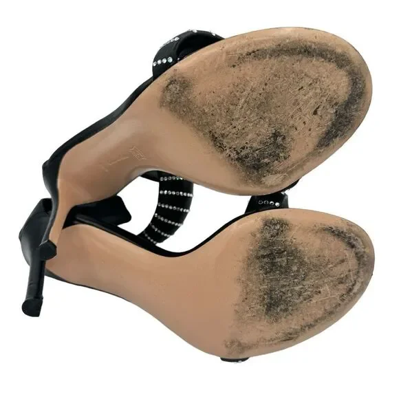 Gianvito Rossi Bijoux Crystal Puffy Nappa Black 105mm Sandals Size 8.5 - Picture 12 of 13